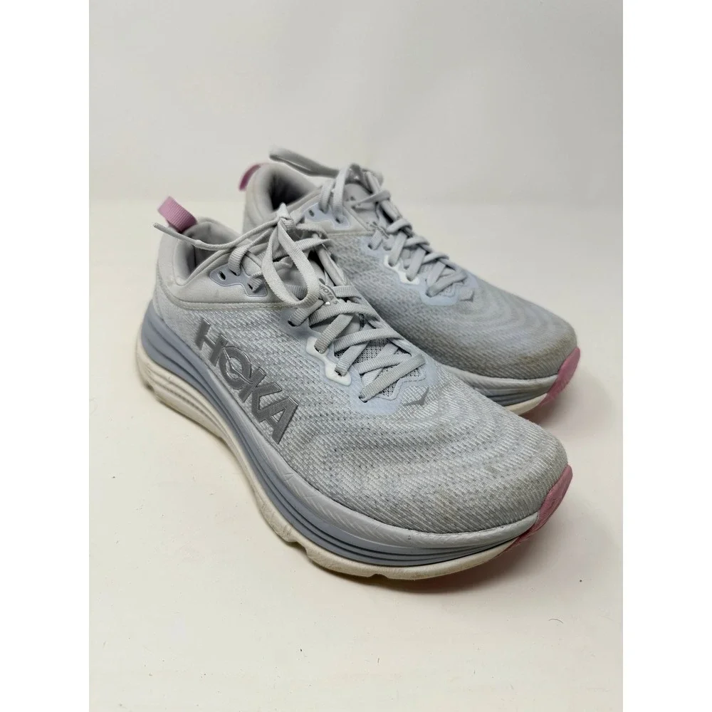 Hoka Gaviota 5 Running Shoes Womens 8.5 Silver Pink Good Stability Sneakers